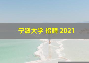 宁波大学 招聘 2021